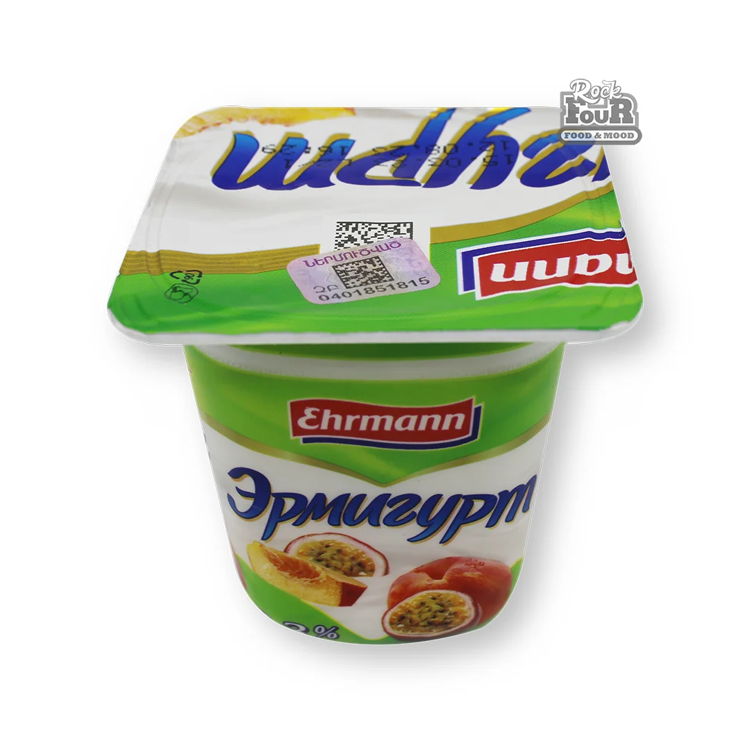 Yogurt product "Ermigurt" peach and passion fruit 0.3% 100g